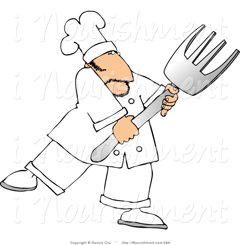 Clipart Of A Male Chef With A Big Silver Fork By Djart    589