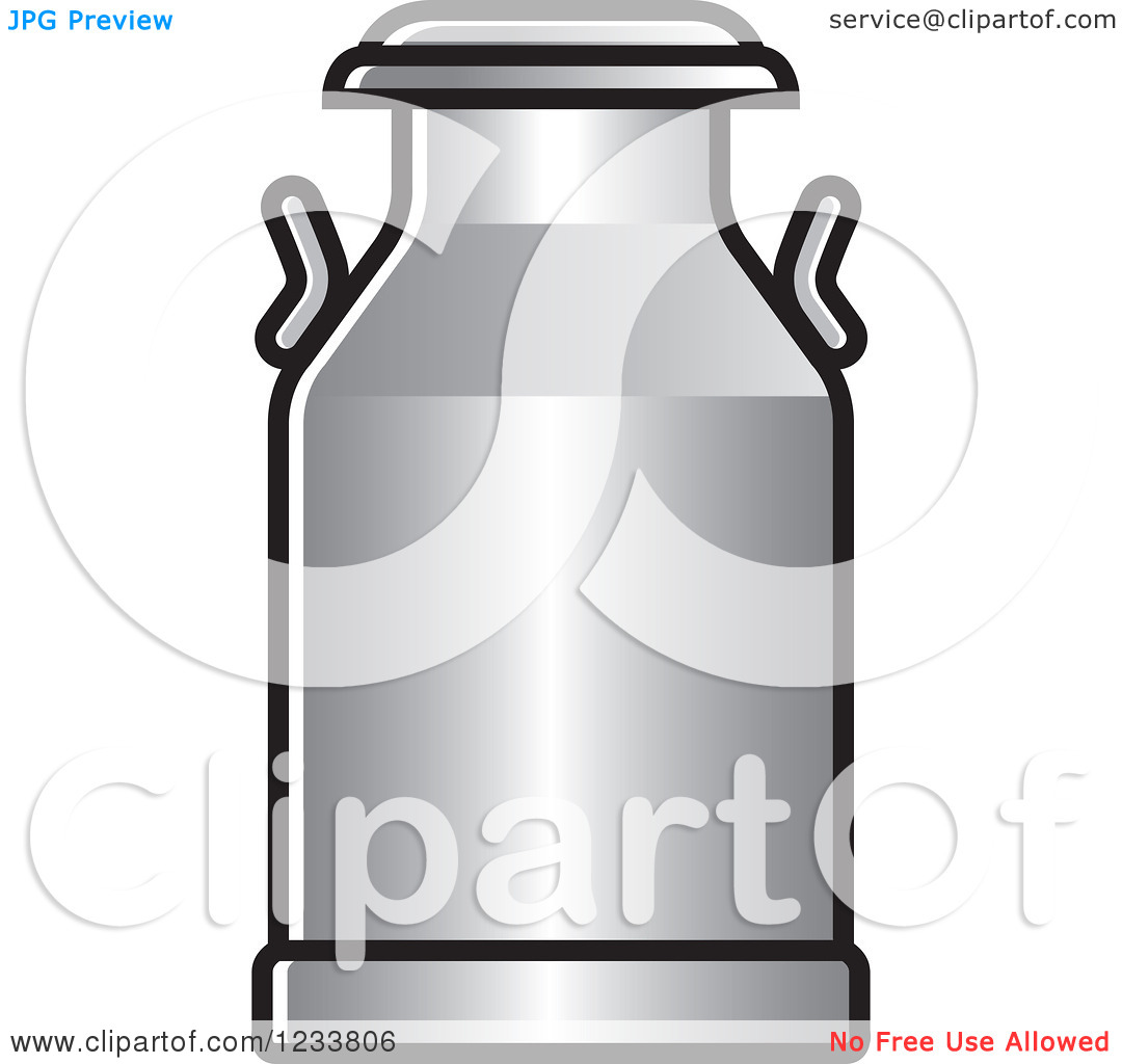 Clipart Of A Silver Milk Can   Royalty Free Vector Illustration By Lal