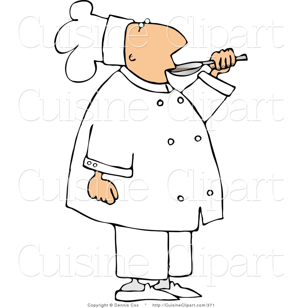 Cuisine Clipart Of A Male Chef Taste Testing Food Before Serving It To
