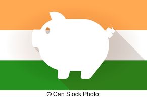 India Flag Icon With A Pig   Illustration Of An India Flag