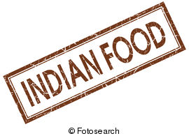 Indian Food Brown Square Stamp Isolated On White Background