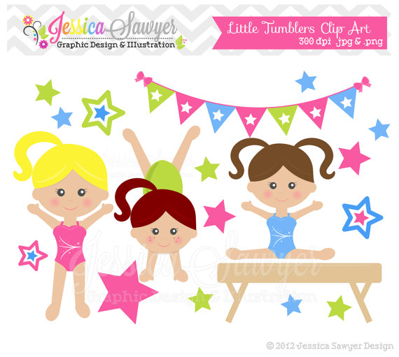 Instant Download Little Tumblers Clip Art Girls Gymnastics Clip Art    