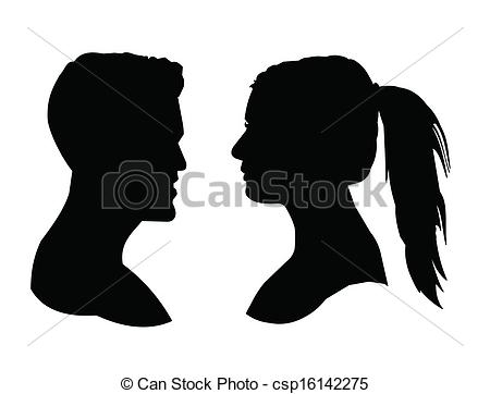 Male And Female Head Silhouettes