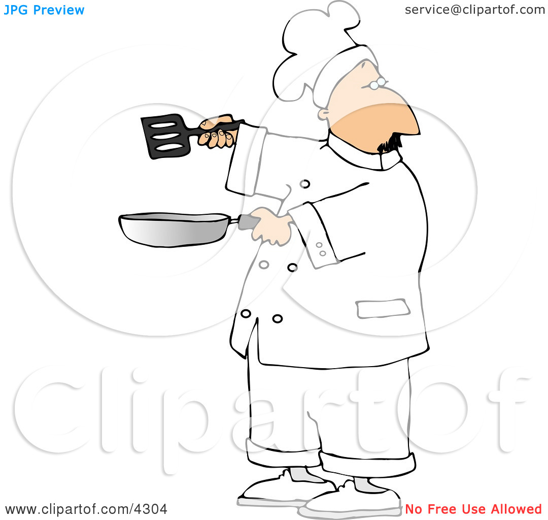 Male Chef Holding A Skillet And Spatula Clipart By Djart  4304
