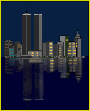 New York City Twin Towers   Dark Blue Reflections
