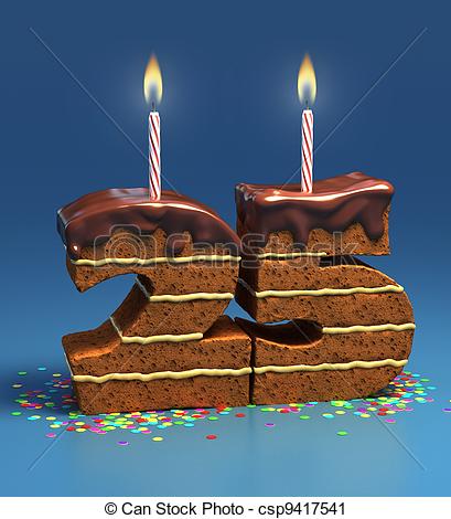 Number 25 Shaped Birthday Cake   Csp9417541