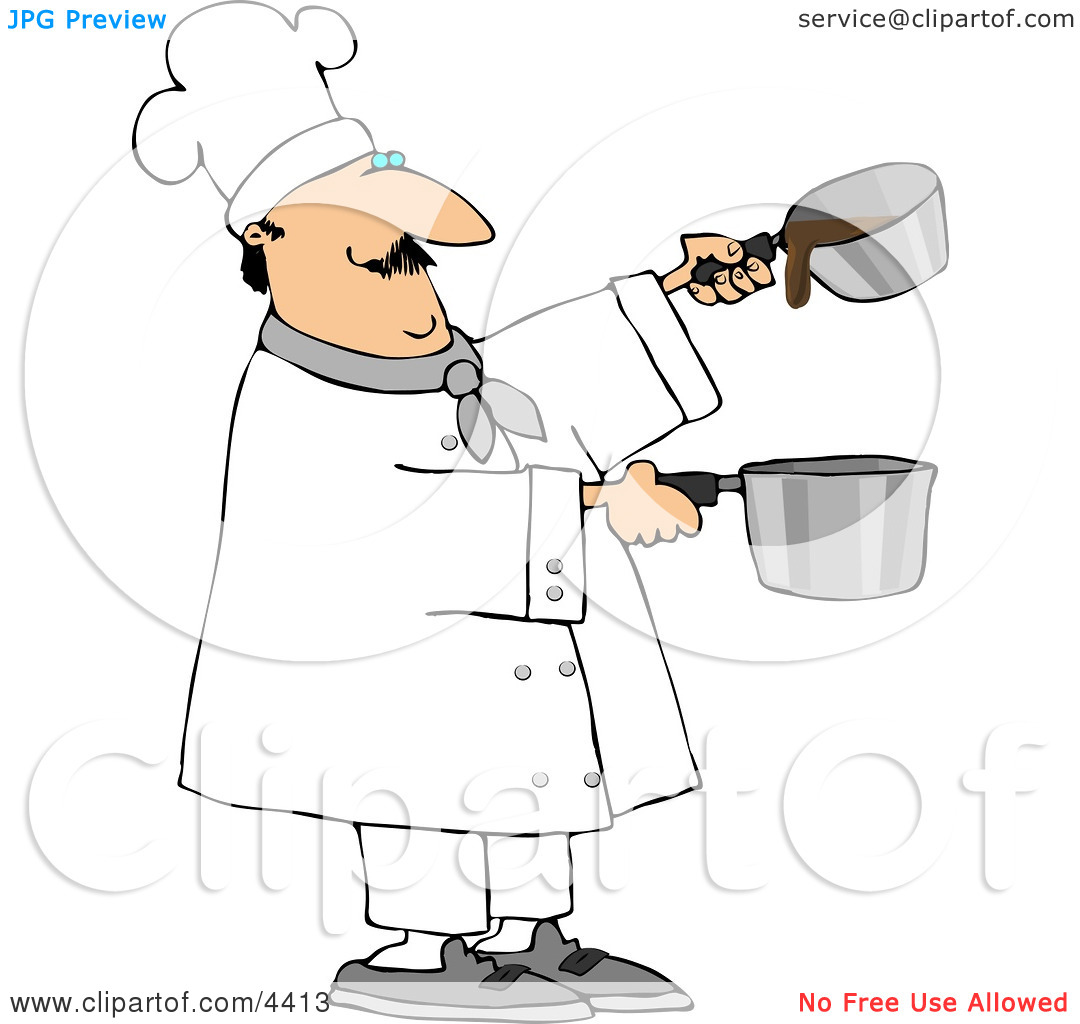 Professional Male Chef Making Gravy Clipart By Djart  4413