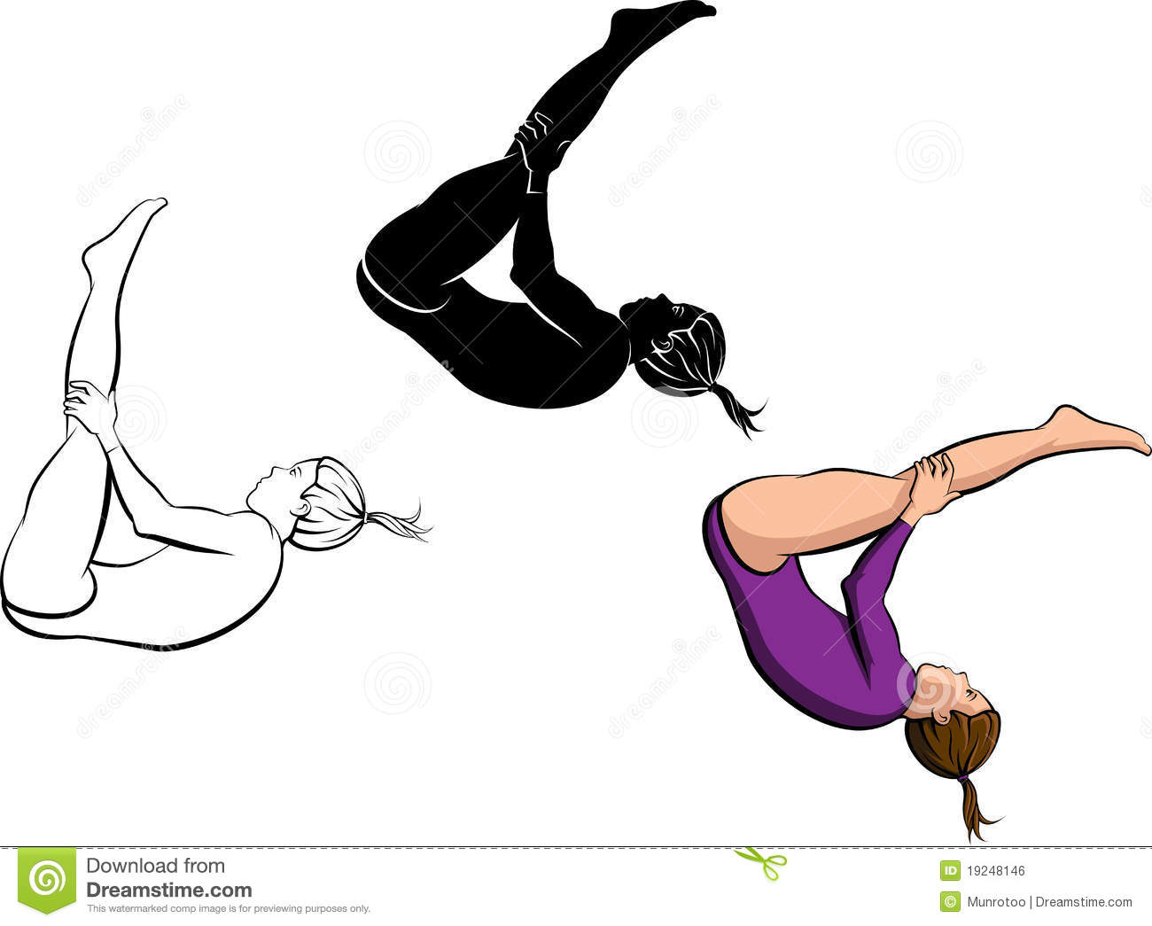 Vector Illustration Of A Gymnast Tumbling  There Is A Line Drawing