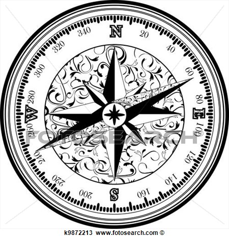 Vinatge Antique Compass View Large Clip Art Graphic