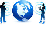 Wireless Internet Business Team Background With Globe Vectors