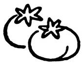 Black And White Version Of A Crude Drawing Of Two Tomatoes   Clipart
