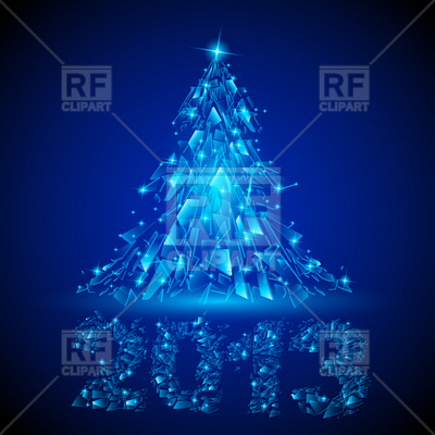 Blue Christmas Tree Made Of Broken Glass Or Ice Download Royalty Free