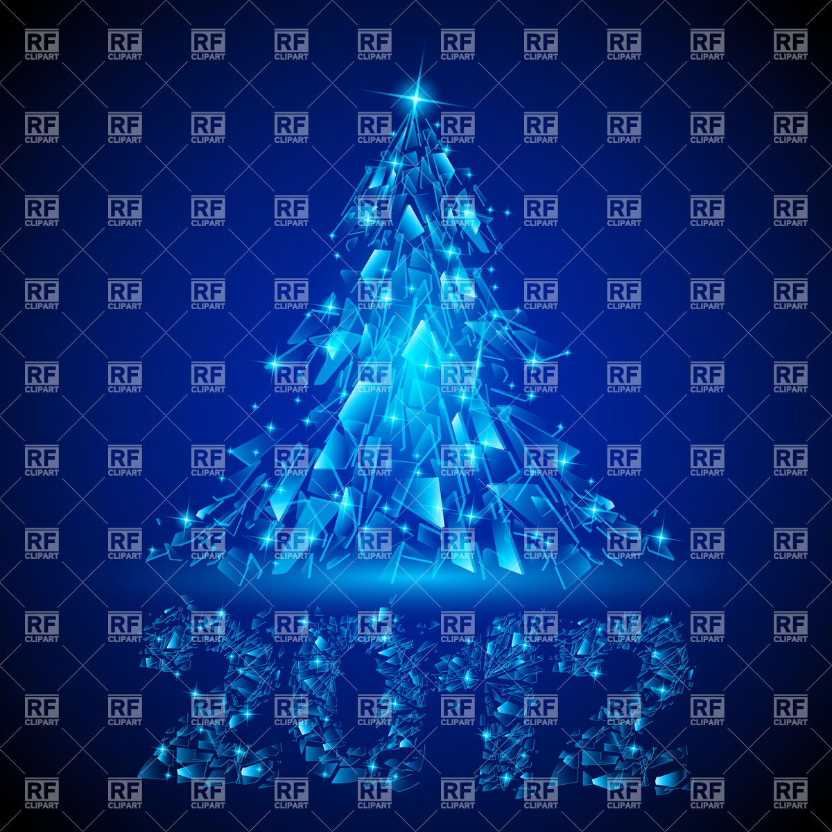 Blue Christmas Tree Of Broken Glass Holiday Download Royalty Free