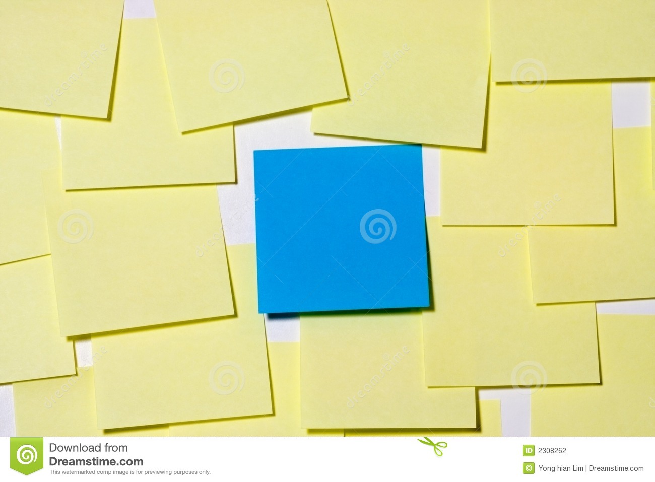 Blue Note Is The Center Of Attention Among Yellow Notes 