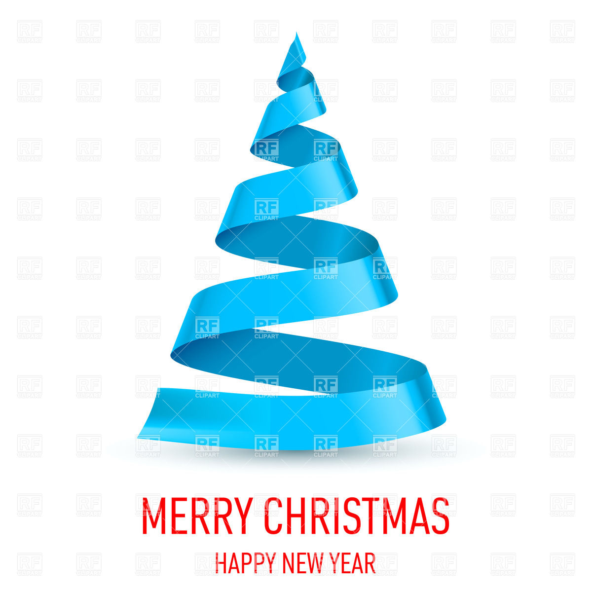 Blue Ribbon Christmas Tree On White Background 25973 Design Elements    