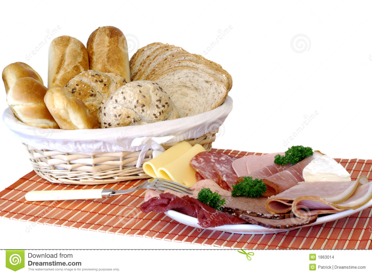 Breakfast Fresh Baked Bread Cheese And Meat Stock Images   Image    