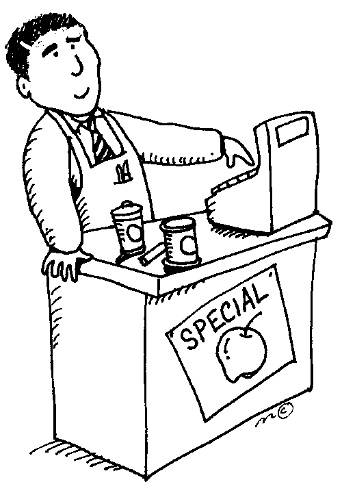 Cashier Colouring Pages