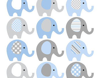 Clip Art   Instant Download   Baby Boy Baby Shower Clipart Elephants