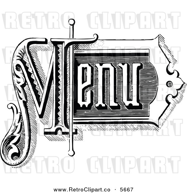 Clipart Of A Vintage Black And White Menu Sign Text By Prawny Vintage