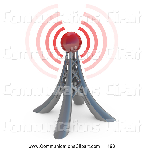 Communication Clipart Of A Tall Pylon Tower Sending Out Red Waves Or