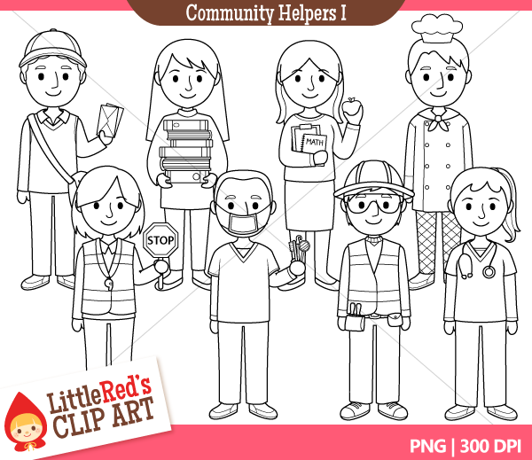 Community Helpers Clip Art Black And White