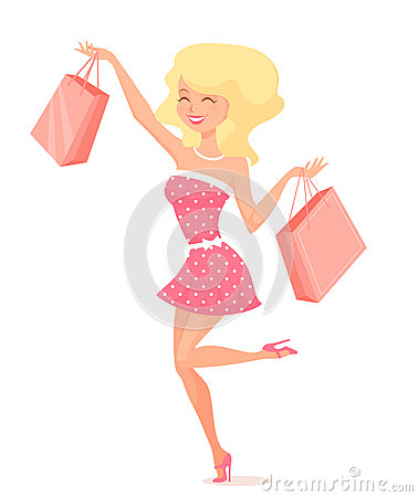 Cute Blonde Cartoon Girl Shopping Spree 29772843
