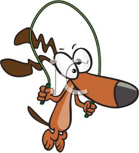 Dog With Big Eyes Jumping A Jump Rope   Royalty Free Clipart Picture