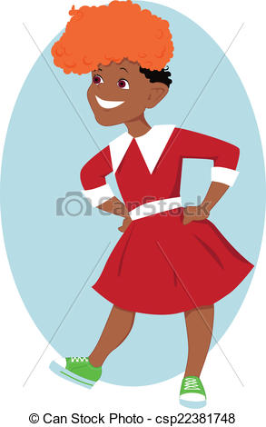 Eps Vector Of Orphan Annie   Little Black Girl In Orphan Annie Costume