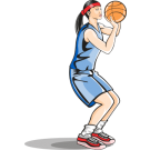 Female Shooting Basketball In Color