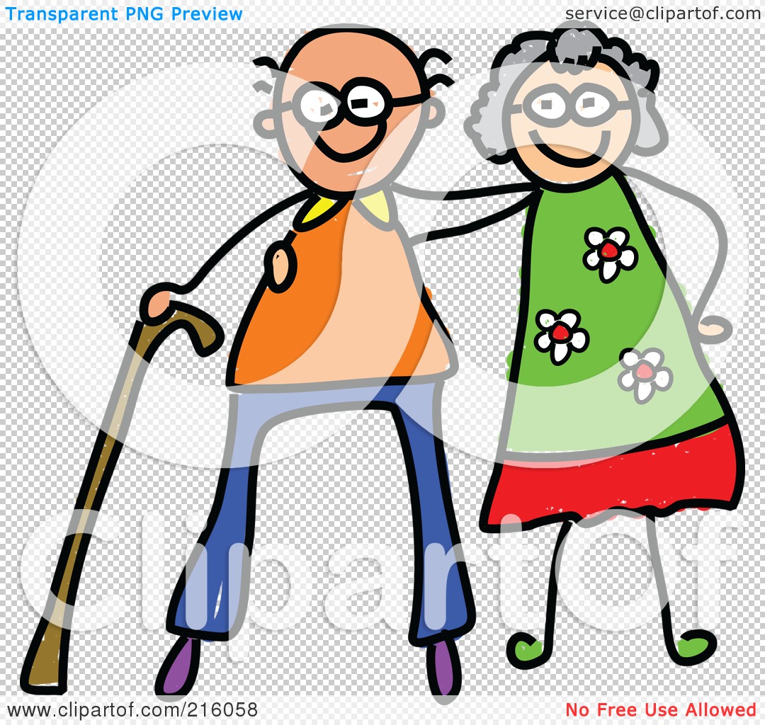 Free  Rf  Clipart Illustration Of A Childs Sketch Of A Happy Elderly