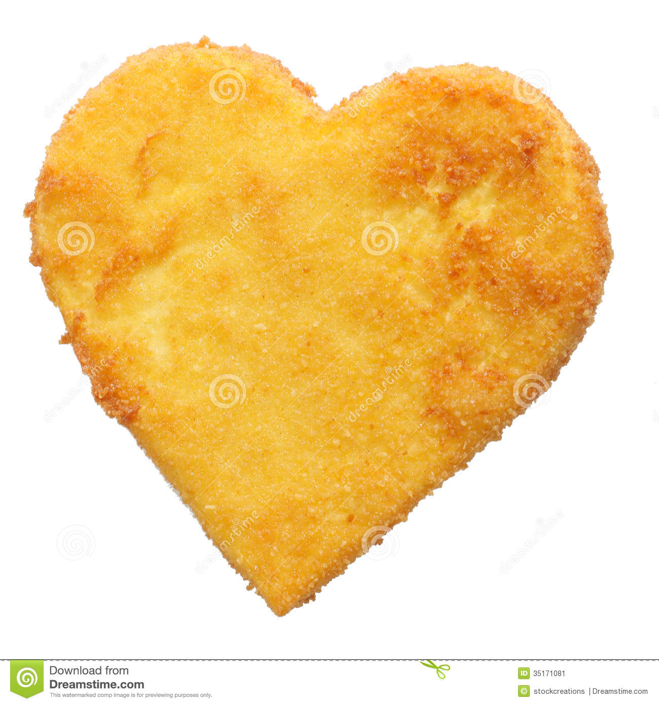 Fried Cheese Fish Or Chicken Meat In Heart Shape Stock Image   Image    