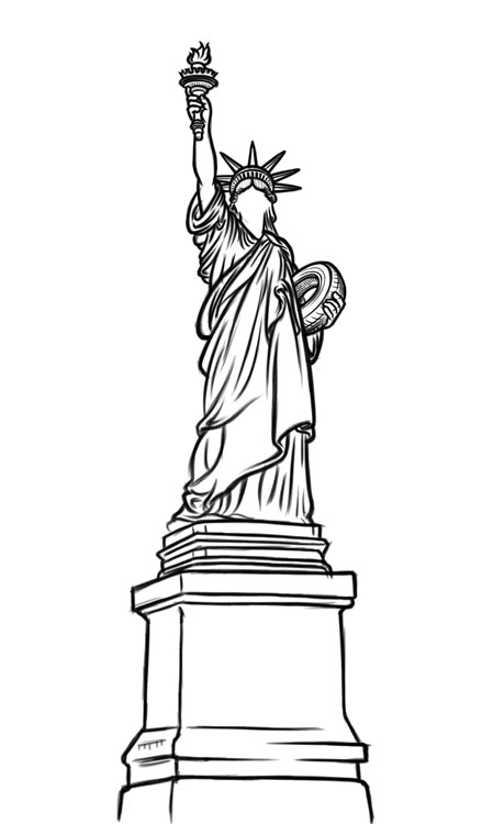 Frog Statue Of Liberty Character T Shirt Cartoon Illustration