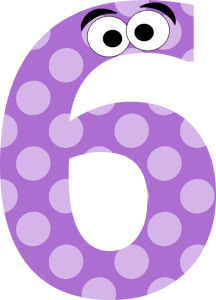 Funny Face Number Six Clip Art Image Purple Polka Dot Number Six