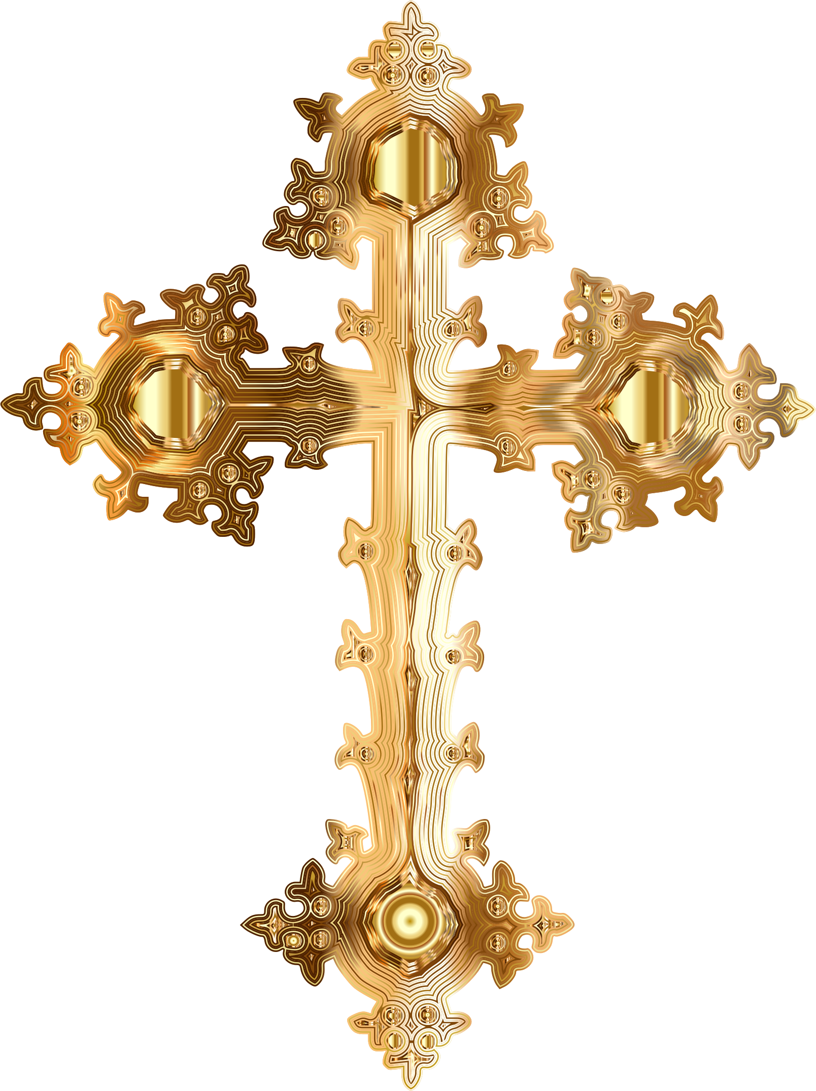 Golden Ornate Cross No Background By Gdj