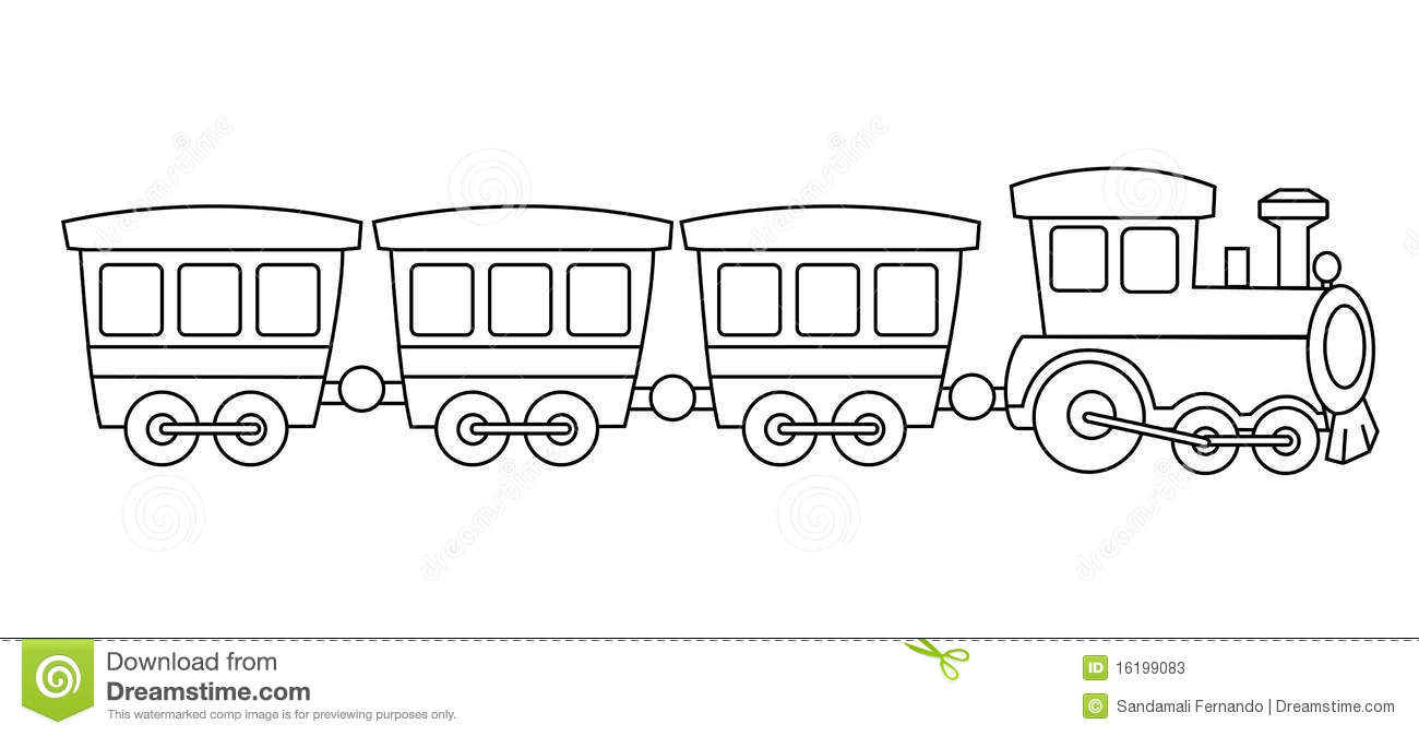 Kids Toy Train Coloring Book Graphic Isolated On White Background