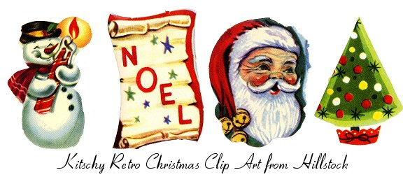 Kitschy Retro Christmas Clip Art