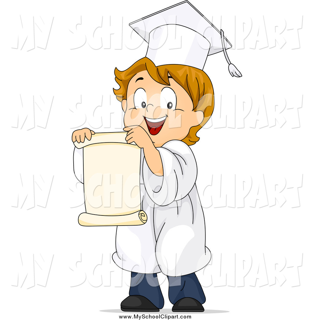 Larger Preview  Clip Art Of A Graduate Boy Holding A Scroll By Bnp
