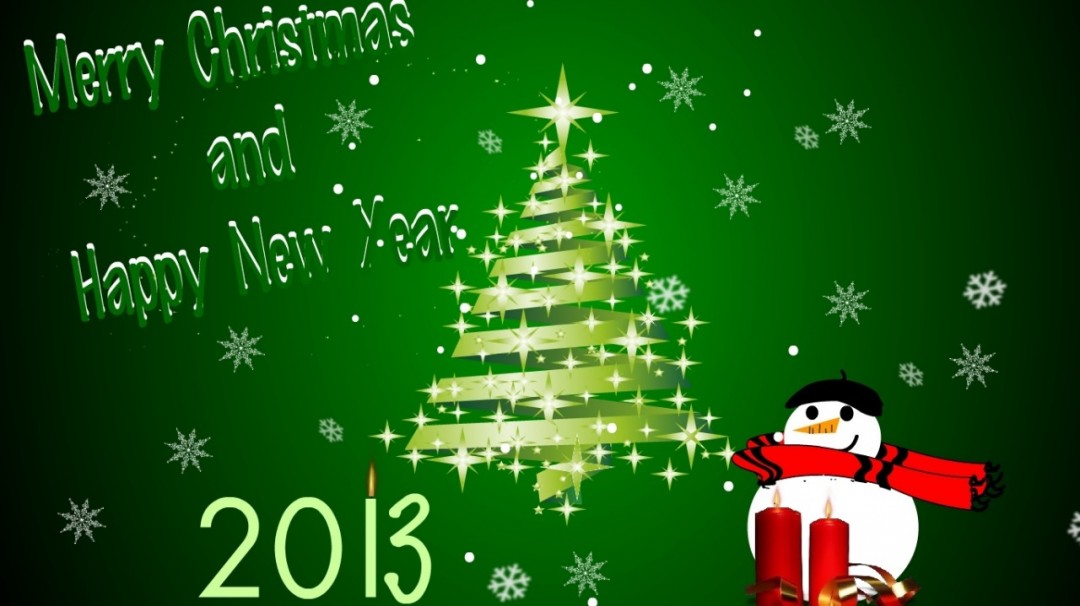 Merry Christmas And Happy New Year 2013 Hd Wallpaper 1080x606 Merry
