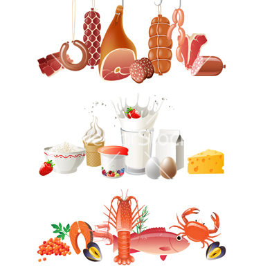 Milk Meat And Fish Borders Vector By Mart M   Image  884235    