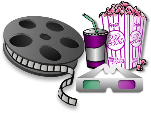 Movie Reel With Soda Drink And Popcorn   Vector Clip Art