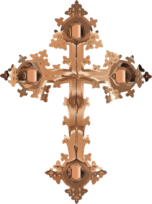 Polished Copper Ornate Cross No Background