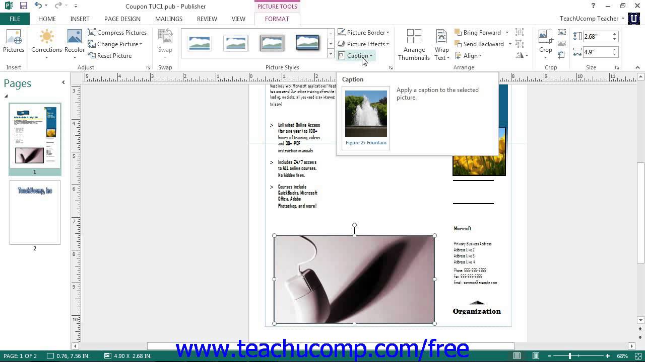 Publisher 2013 Tutorial Formatting Clip Art And Pictures Microsoft