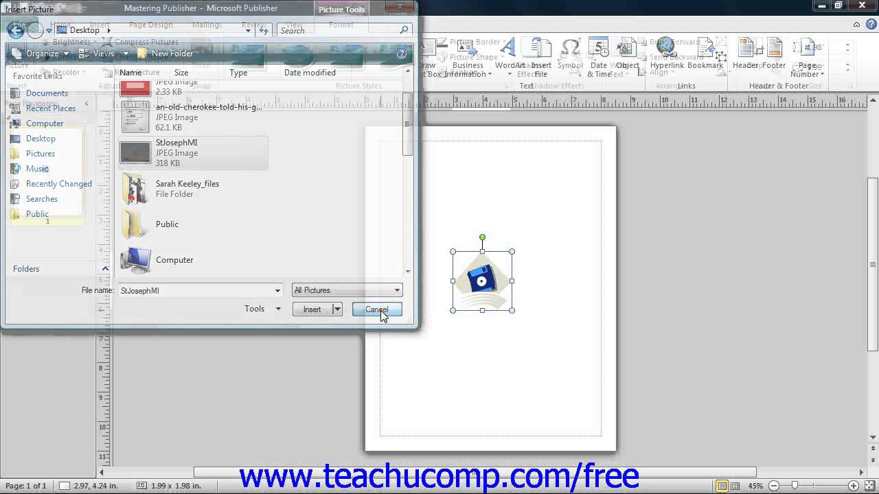 Publisher 2013 Tutorial Inserting Clip Art And Pictures Microsoft