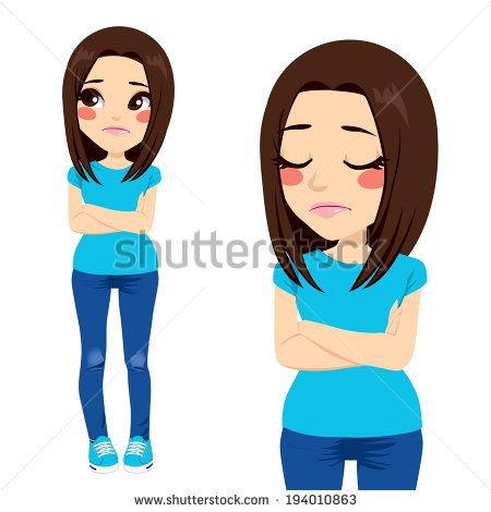 Sad Teenager Girl With Crossed Arms And Lonely Expression   Stock
