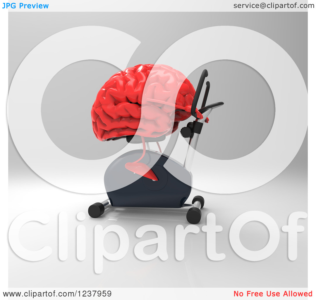 Spin Bike Clip Art Clipart Of A 3d Red Brain Exercising On A Gym Spin