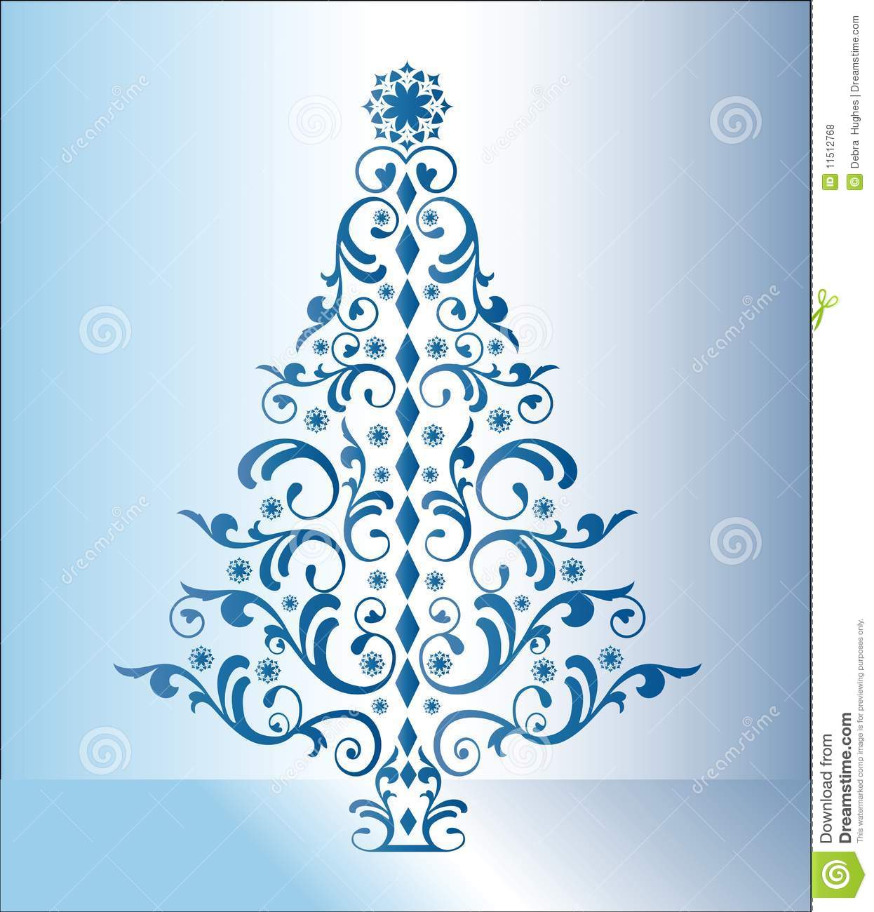 Stylized Blue Christmas Tree With Snowflakes Separate Elements For    