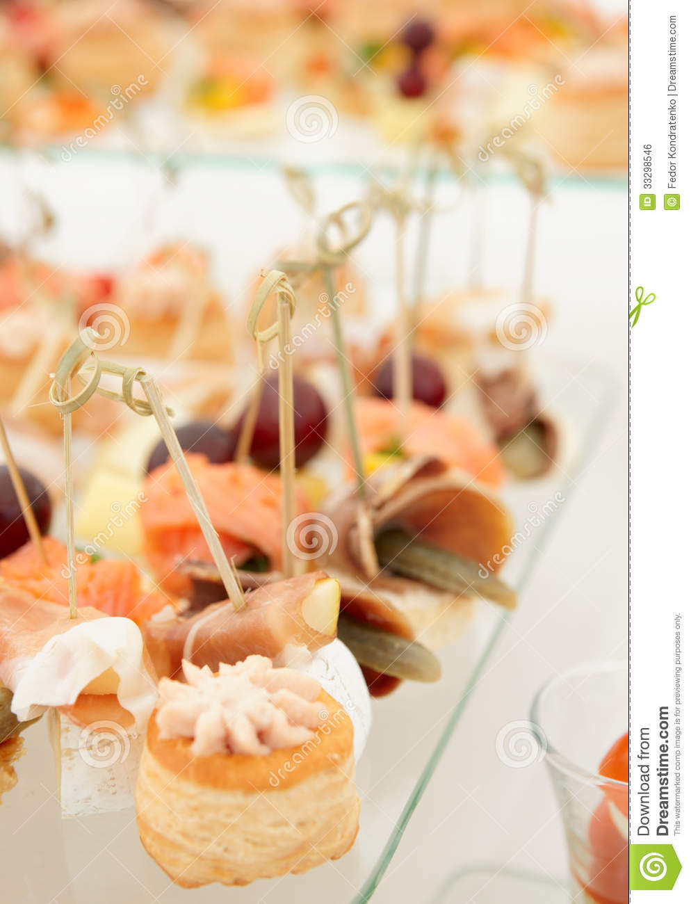 Various Meat Fish And Cheese Banquet Snacks Catering Event