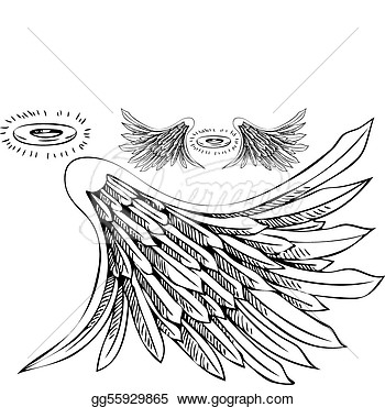 Vector Art   Angel Wing Halo Set  Clipart Drawing Gg55929865   Gograph