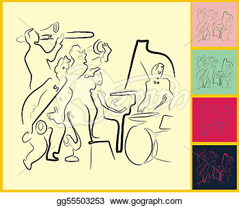 Vector Art   Live Jazz   Blues Band Playing Instruments  Clipart