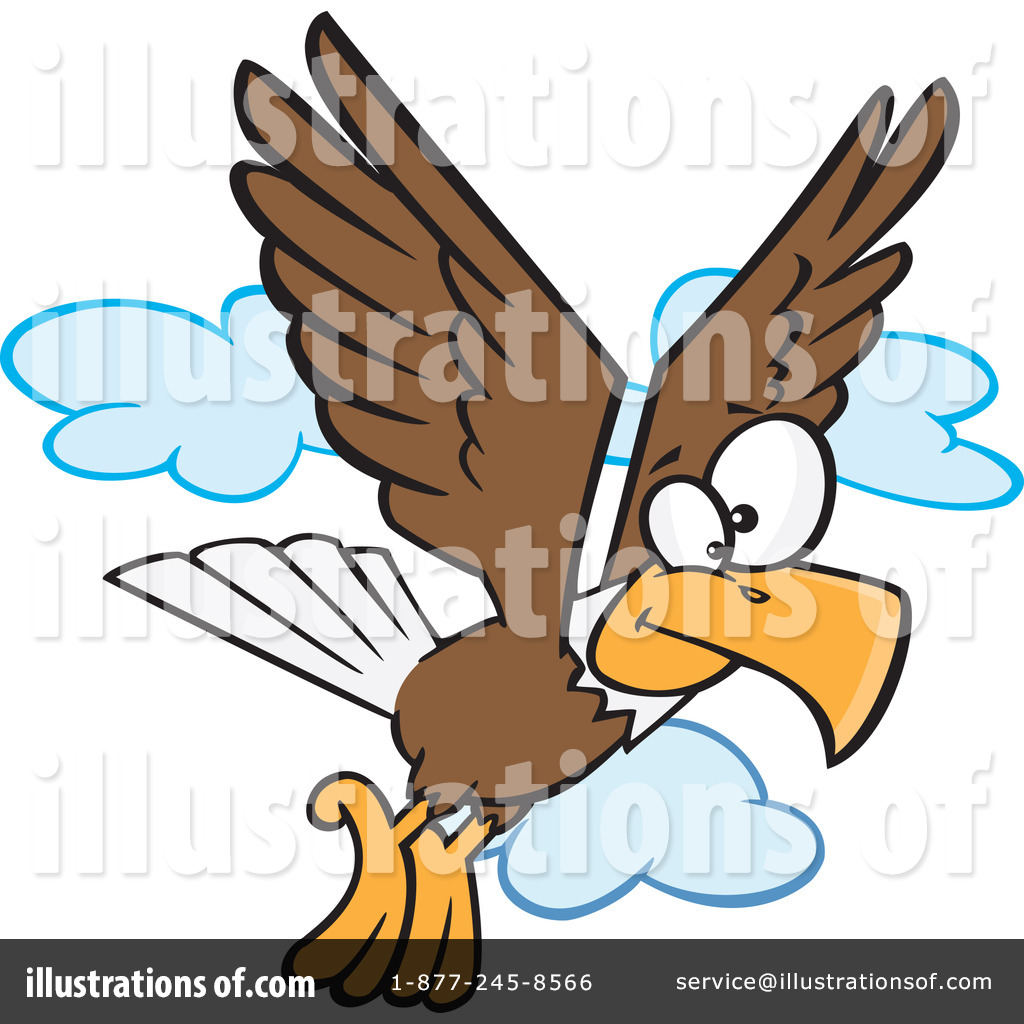       Vector Of A Cartoon Bald Eagle Flying With Clouds By Ron Leishman